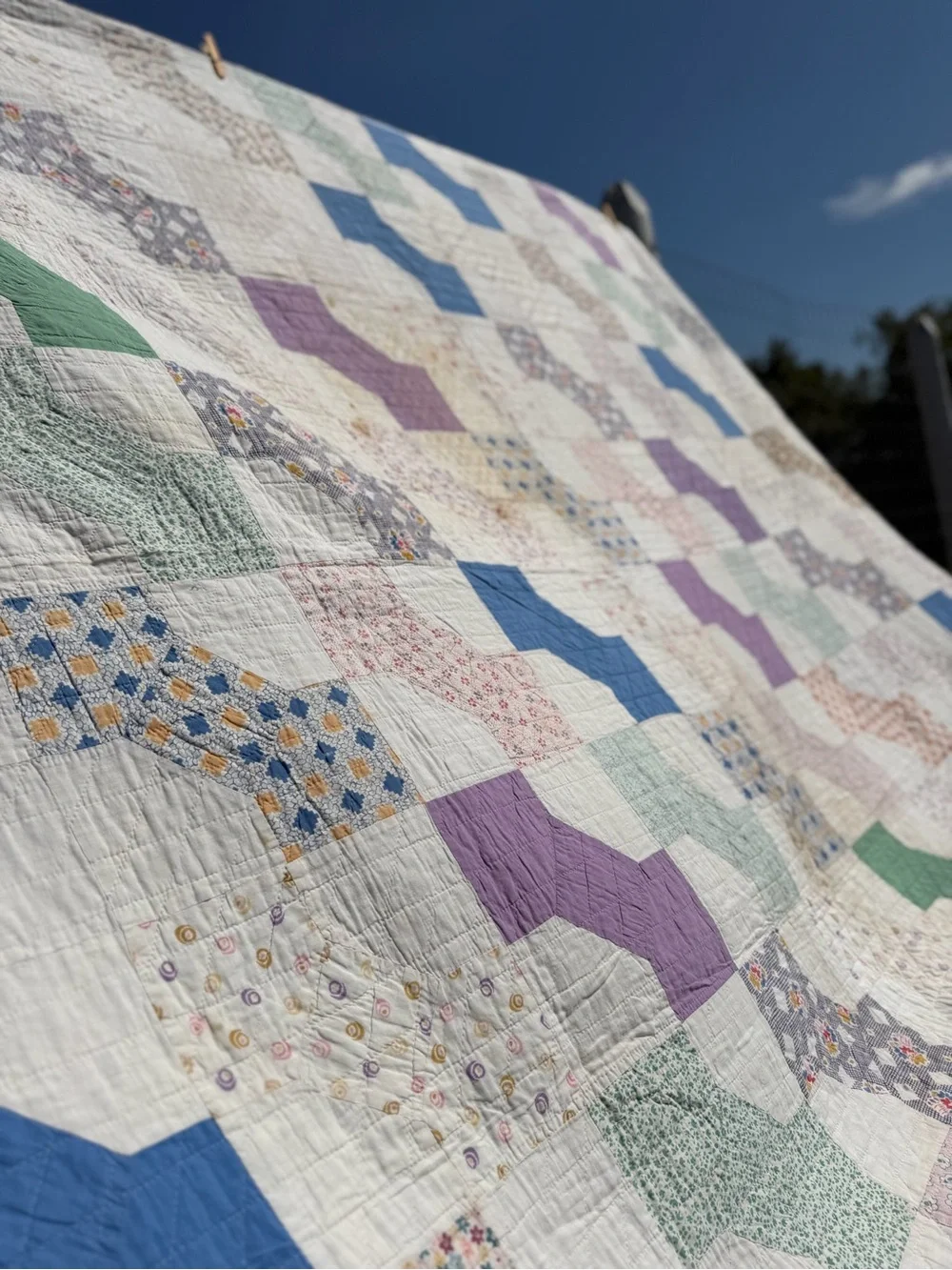 Vintage Hand sewn Bow tie Quilt